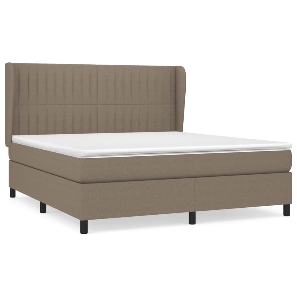 vidaXL Box spring postelja z vzmetnico taupe 180x200 cm blago