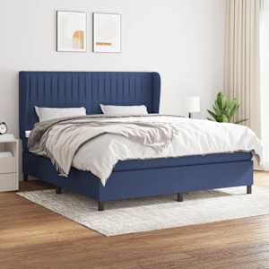 Box spring postel s matrací modrá 180x200 cm textil - obrázek 1