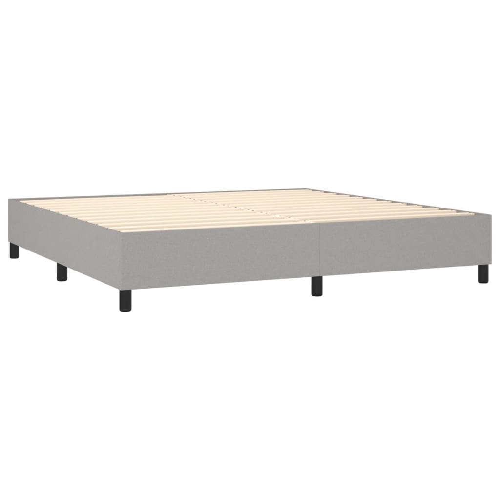 Box spring postelja z vzmetnico svetlo siva 200x200 cm blago