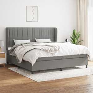 Box spring postel s matrací tmavě šedá 200x200 cm textil - obrázek 1