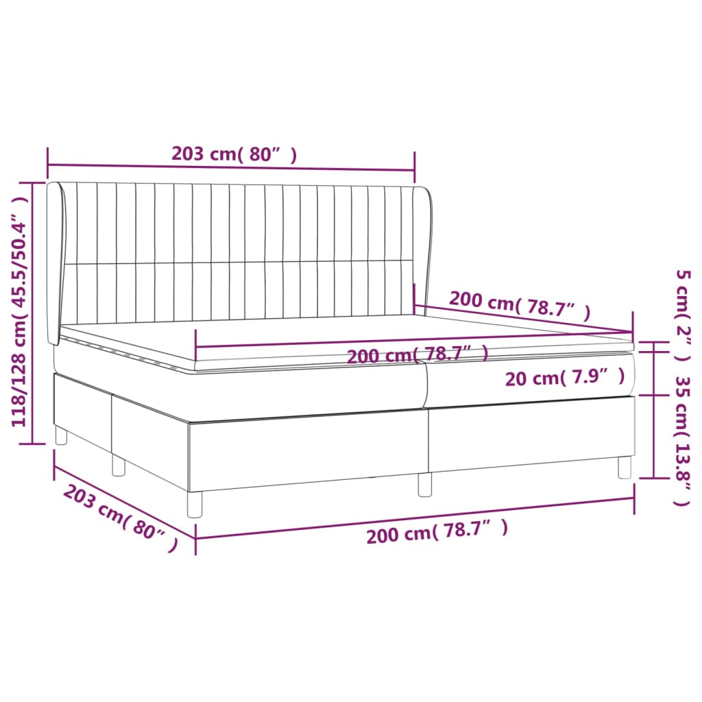 Box spring postelja z vzmetnico temno rjav 200x200 cm blago