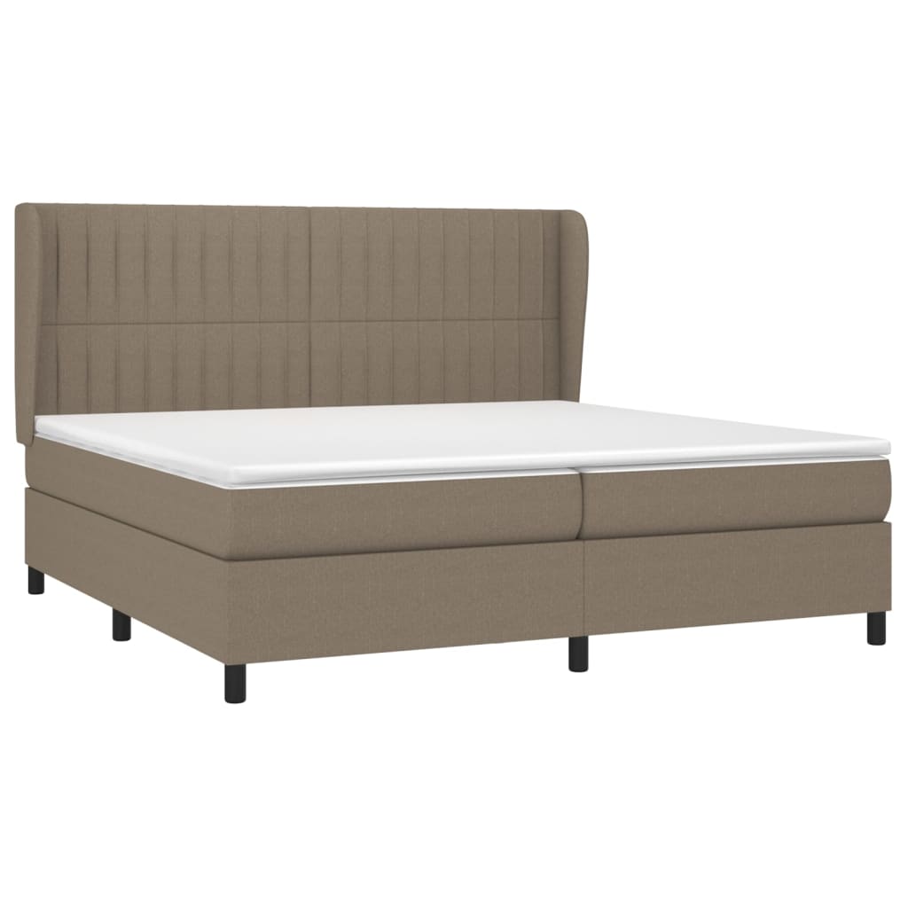 vidaXL Boxspring met matras stof taupe 200x200 cm afbeelding