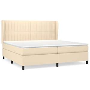 Box spring postel s matrací krémová 200x200 cm textil - obrázek 2