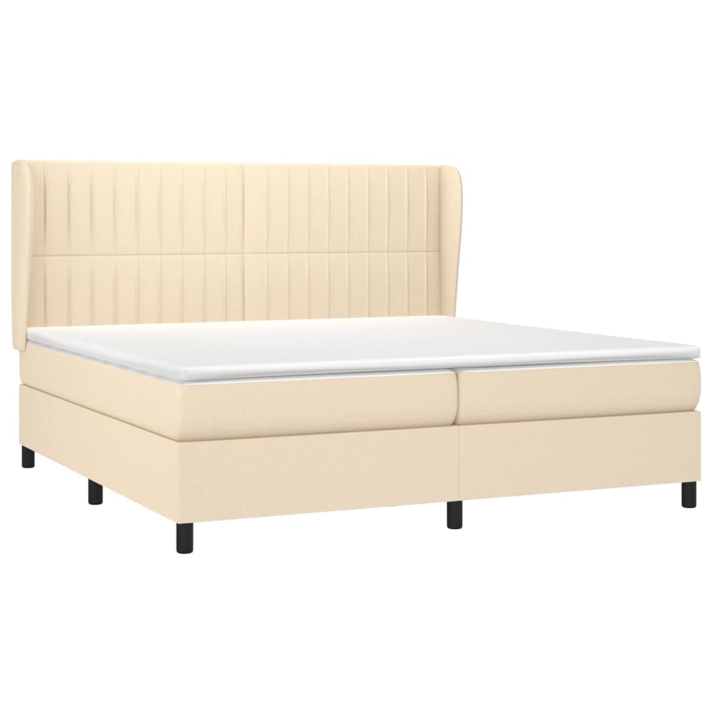 vidaXL Boxspring met matras stof crèmekleurig 200x200 cm afbeelding