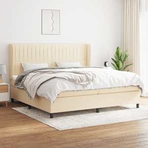 Box spring postel s matrací krémová 200x200 cm textil - obrázek 1