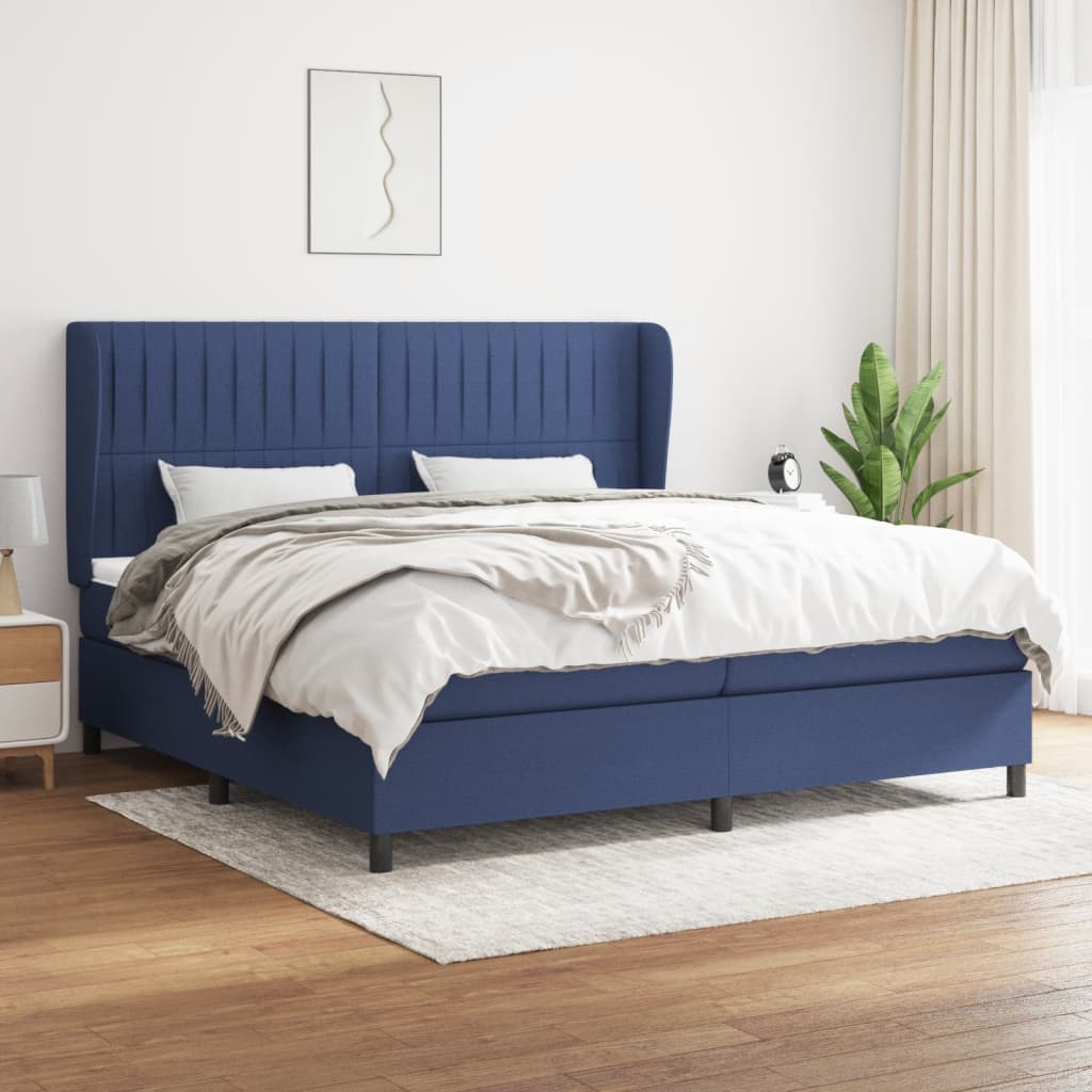 Boxspringbett mit Matratze Blau 200×200 cm Stoff