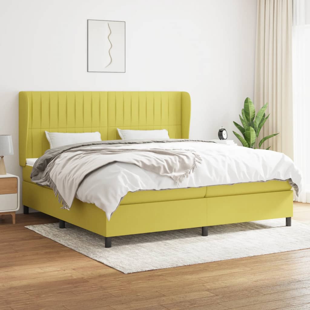 Box spring postel s matrací zelená 200x200 cm textil