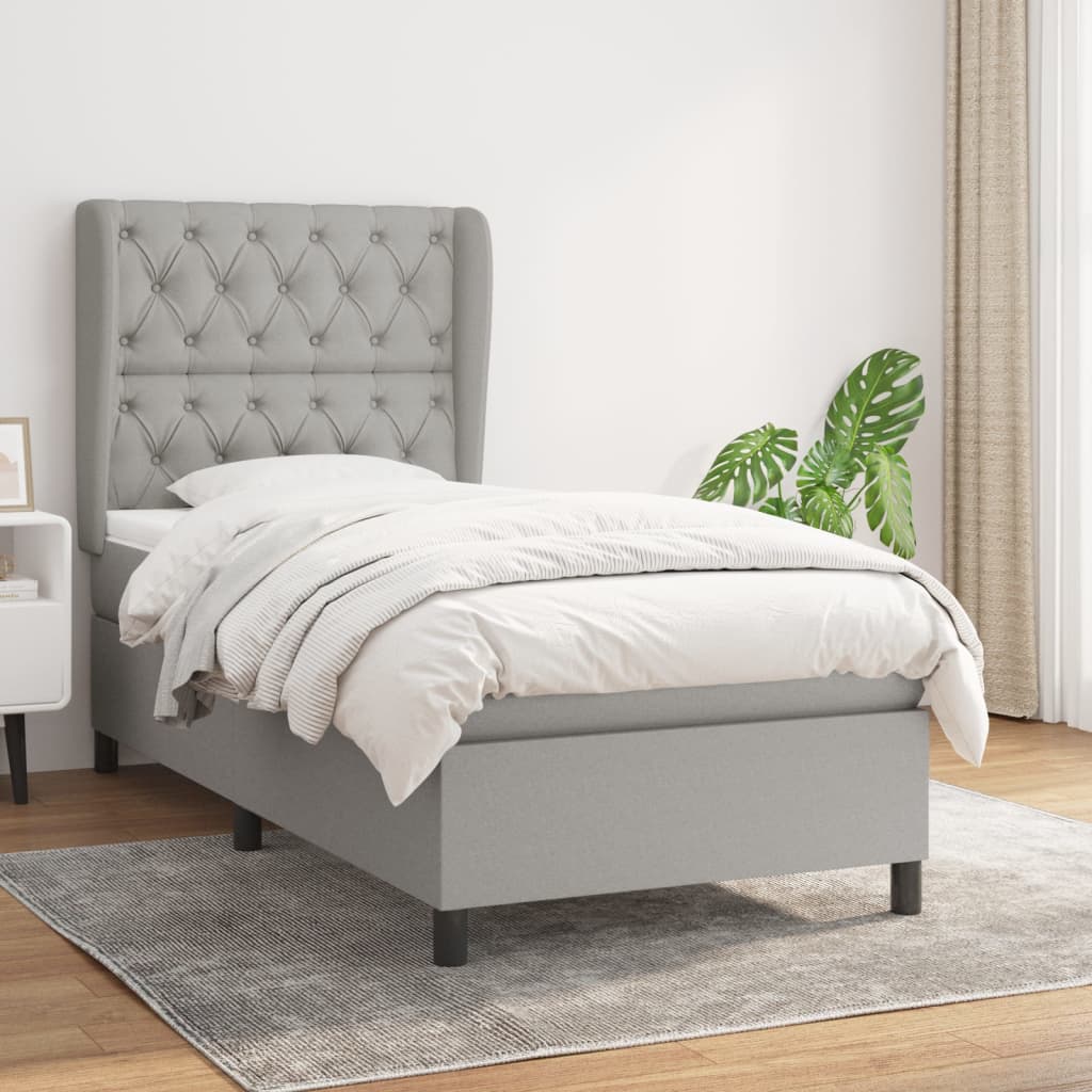 Estructura de Cama tapizada Sorni 135/140x190 cm, Gris claro - Conforama