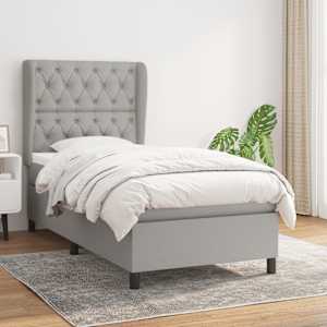 Box spring postel s matrací světle šedá 80 x 200 cm textil - obrázek 1