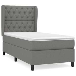 Box spring postel s matrací tmavě šedá 80 x 200 cm textil - obrázek 2