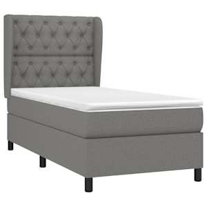 Box spring postel s matrací tmavě šedá 80 x 200 cm textil - obrázek 3