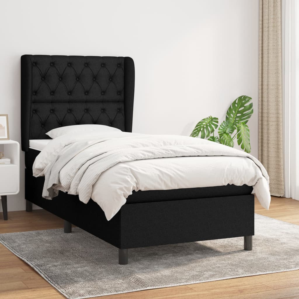 Boxspringbett mit Matratze Schwarz 80×200 cm Stoff