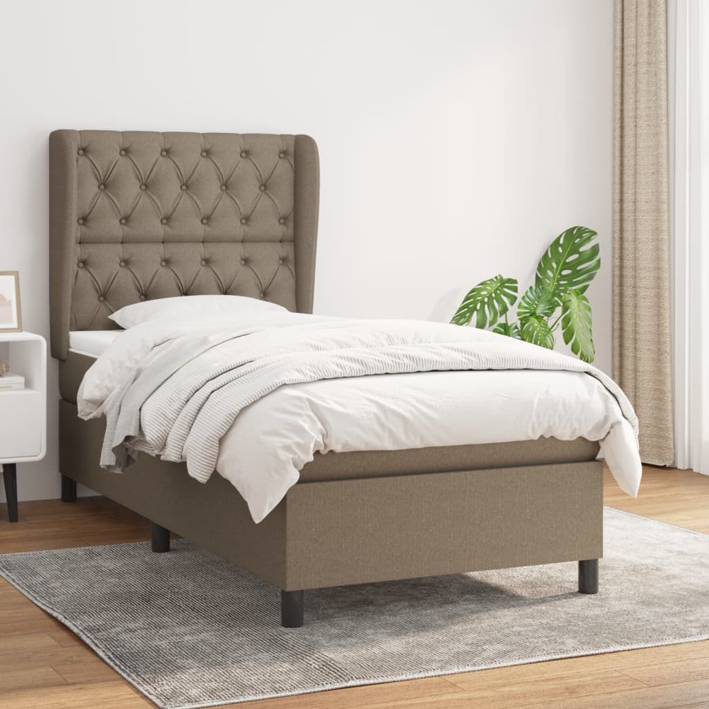 vidaXL Boxspringbett mit Matratze Taupe 80x200 cm Stoff