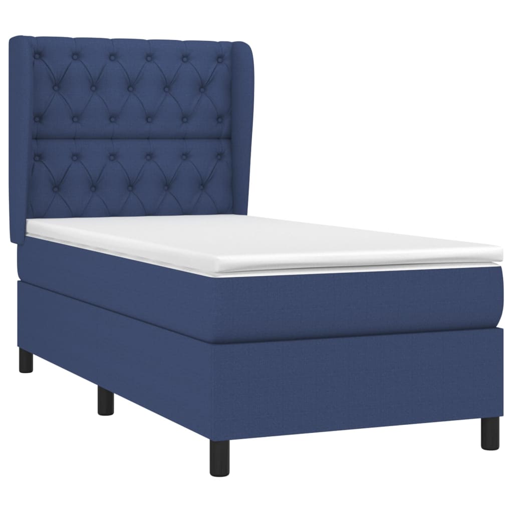 atsperu gultas rāmis ar matraci, zils, 80x200 cm, audums | Stepinfit.lv