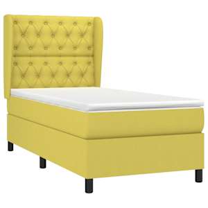 vidaXL Lova su spyruoklėmis ir čiužiniu, žalia, 80x200cm, audinys