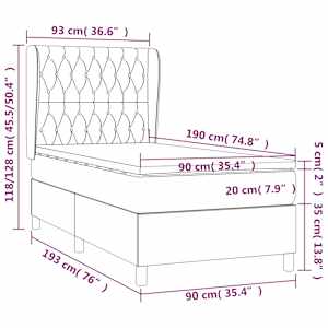 Box spring postel s matrací krémová 90x190 cm textil - obrázek 7