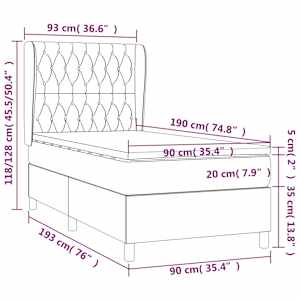 Box spring postel s matrací modrá 90x190 cm textil - obrázek 7