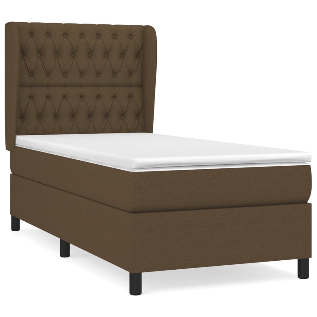 vidaXL Box spring postel s matrací tmavě hnědá 90x200 cm textil