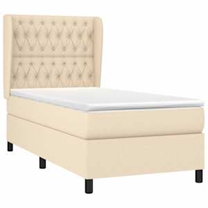Box spring postel s matrací krémová 90x200 cm textil - obrázek 3