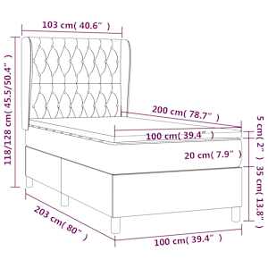 Box spring postel s matrací světle šedý 100 x 200 cm textil - obrázek 7