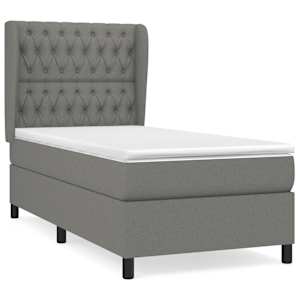 Box spring postel s matrací tmavě šedá 100 x 200 cm textil - obrázek 2