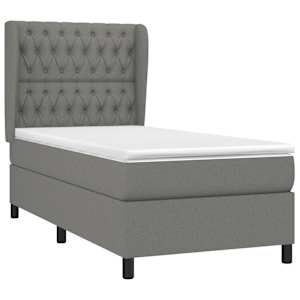 Box spring postel s matrací tmavě šedá 100 x 200 cm textil - obrázek 3
