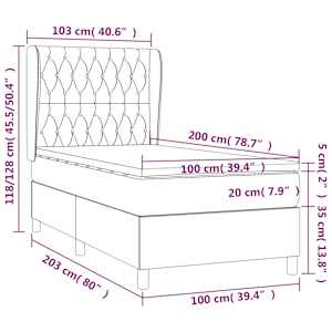 Box spring postel s matrací tmavě šedá 100 x 200 cm textil - obrázek 7