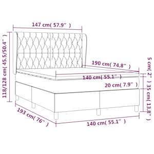 Box spring postel s matrací světle šedá 140 x 190 cm textil - obrázek 7