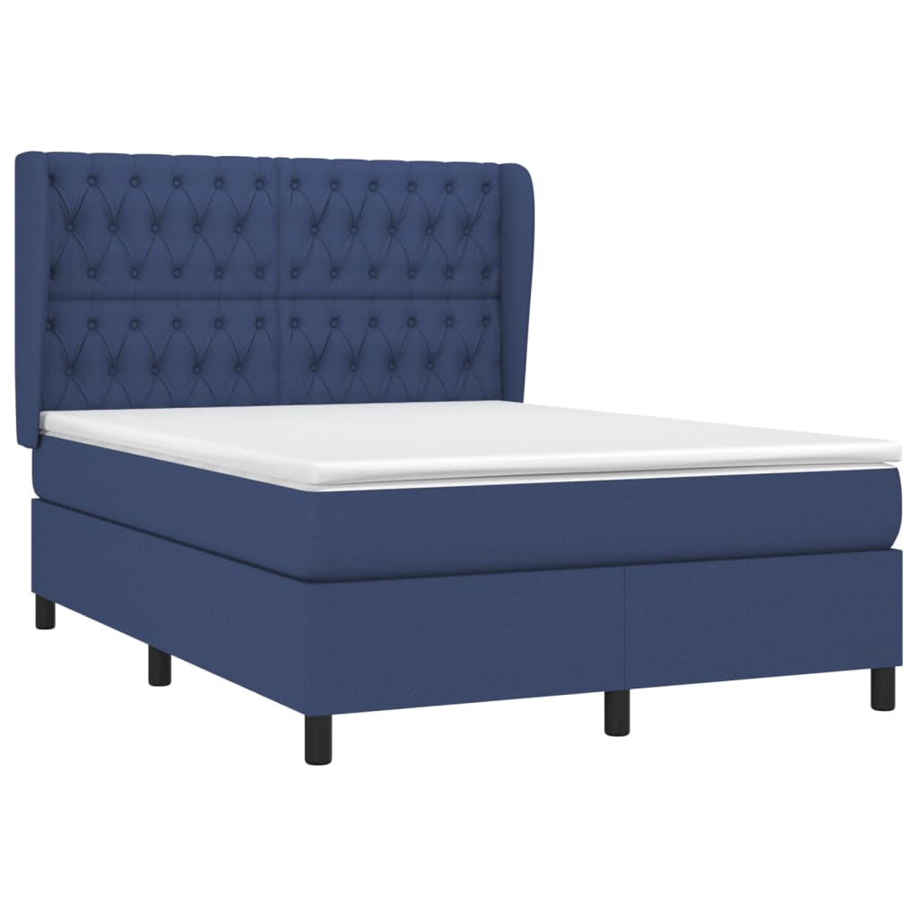 vidaXL Boxspring met matras stof blauw 140x190 cm afbeelding