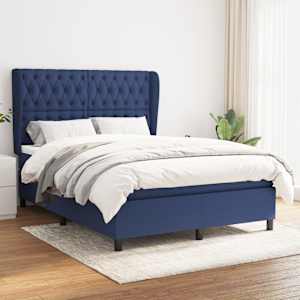 Box spring postel s matrací modrá 140x190 cm textil - obrázek 1