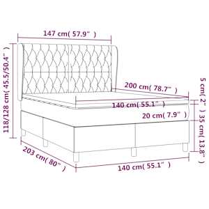 Box spring postel s matrací světle šedá 140 x 200 cm textil - obrázek 7