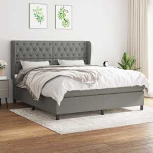 Box spring postel s matrací tmavě šedá 160x200 cm textil - obrázek 1