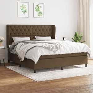Box spring postel s matrací tmavě hnědá 160x200 cm textil - obrázek 1