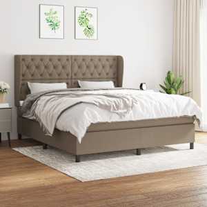 Box spring postel s matrací taupe 160x200 cm textil - obrázek 1
