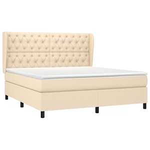 Box spring postel s matrací krémová 160x200 cm textil - obrázek 3