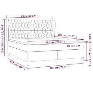 Box spring postel s matrací tmavě šedá 180x200 cm textil - obrázek 7