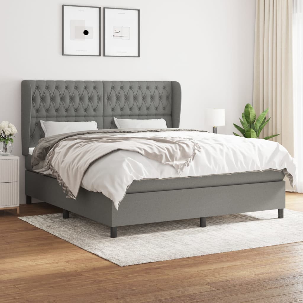 Lit à sommier tapissier avec matelas Gris foncé 180x200cm Tissu
