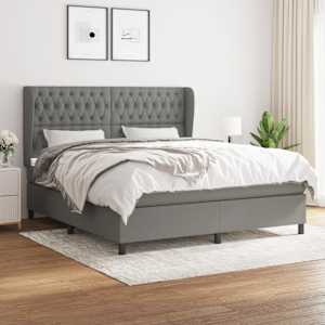 Box spring postel s matrací tmavě šedá 180x200 cm textil - obrázek 1
