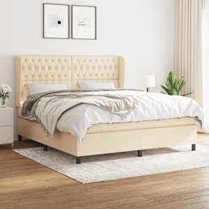 Box spring postel s matrací krémová 180x200 cm textil - obrázek 1