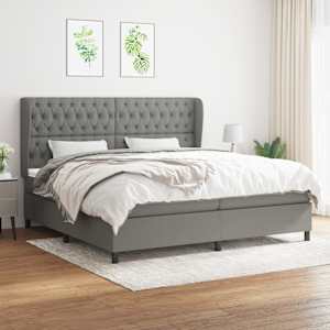 Box spring postel s matrací tmavě šedá 200x200 cm textil - obrázek 1