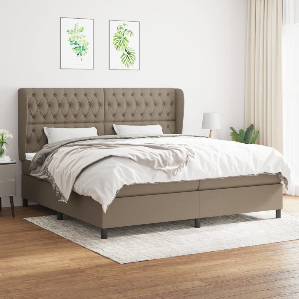 vidaXL Boxspringbett mit Matratze Taupe 200x200 cm Stoff