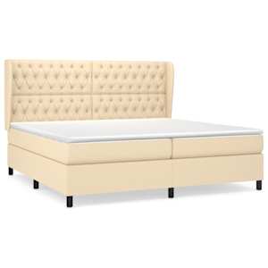 Box spring postel s matrací krémová 200x200 cm textil - obrázek 2
