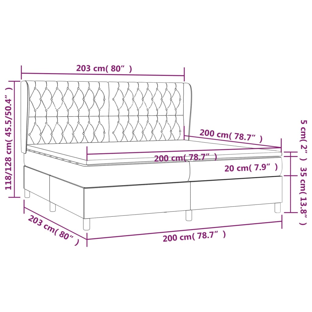 Box spring postel s matrací krémová 200x200 cm textil