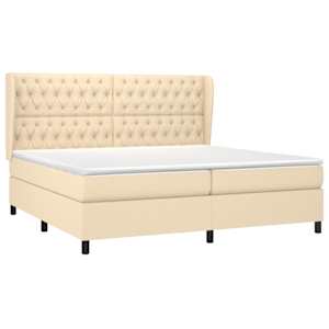 Box spring postel s matrací krémová 200x200 cm textil - obrázek 3