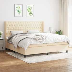 Box spring postelja z vzmetnico krem 200x200 cm blago