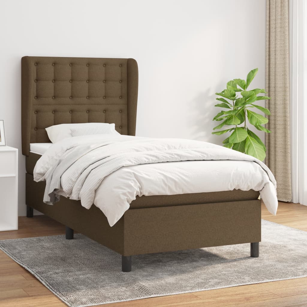 Boxspringbett mit Matratze Dunkelbraun 80×200 cm Stoff