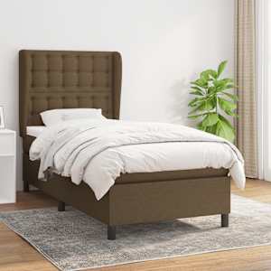 Box spring postel s matrací tmavě hnědá 80x200 cm textil - obrázek 1