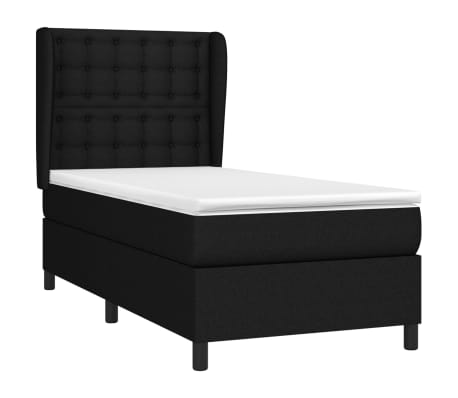 vidaXL Sommier &agrave; lattes de lit avec matelas Noir 90x190 cm Tissu