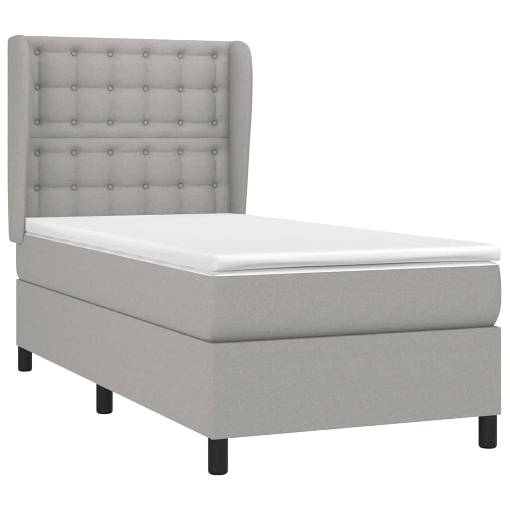 vidaXL Boxspring met matras stof lichtgrijs 90x200 cm afbeelding