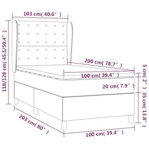 Box spring postel s matrací tmavě šedá 100 x 200 cm textil - obrázek 7